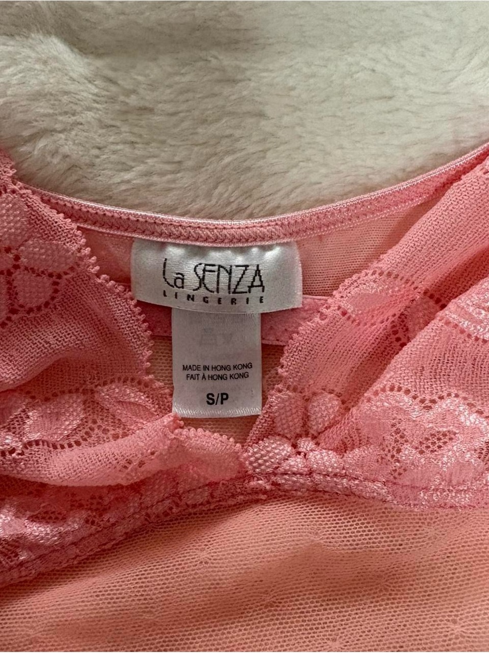 Sheer Pink Lace Slip Cami with Floral Pattern - Picture 4 of 5